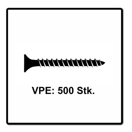 Fischer Power-Fast II FPF II tornillos para aglomerado 5,0x60 mm 500 piezas (670361) cabeza avellanada con rosca completa Torx, galvanizado, pasivado azul