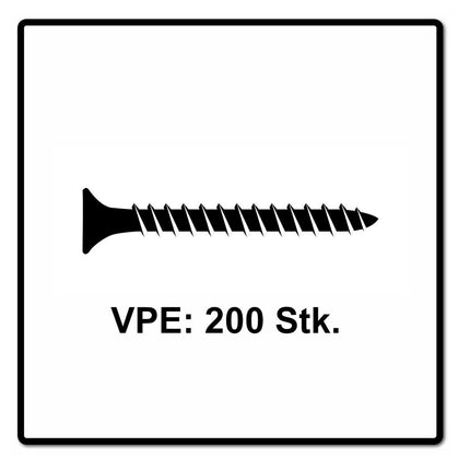 Fischer Power-Fast II FPF II tornillos para aglomerado 6,0x40 mm 200 piezas (670450) cabeza avellanada con rosca completa Torx, galvanizado, pasivado azul