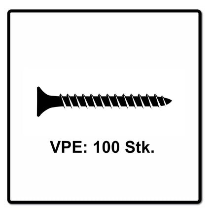 Fischer Power-Fast II FPF II tornillo para aglomerado 6,0x50 mm 100 piezas (670452) cabeza avellanada con rosca completa Torx, galvanizado, pasivado azul