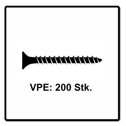 Fischer Power-Fast II FPF II tornillos para aglomerado 6,0x60 mm 200 piezas (670456) cabeza avellanada con rosca completa Torx, galvanizado, pasivado azul