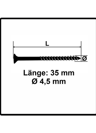 Fischer Power-Fast II FPF II tornillos para aglomerado 4,5x35 mm 200 piezas (670266) cabeza avellanada con rosca parcial Torx, galvanizado, pasivado azul