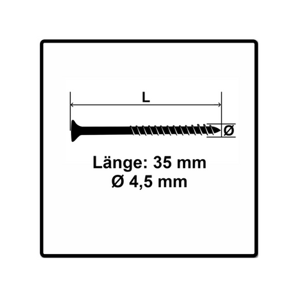 Fischer Power-Fast II FPF II Chipboard Screw 4.5x35mm, Pan head, Torx, Full threaded, Blue zinc plated, 200pcs. (670266)