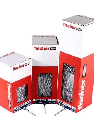 Fischer Power-Fast II FPF II tornillos para aglomerado 4,5x35 mm 200 piezas (670266) cabeza avellanada con rosca parcial Torx, galvanizado, pasivado azul