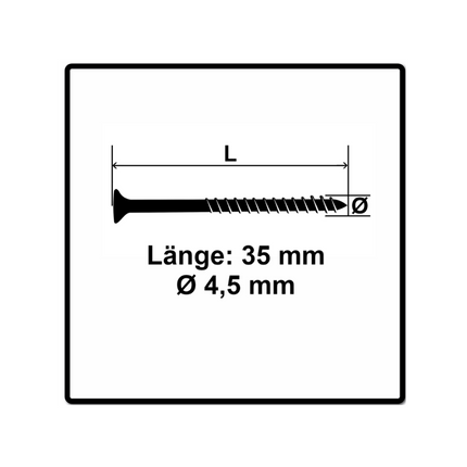 Fischer Power-Fast II FPF II Chipboard Screws 4.5x35mm, Countersunk head, Torx, Partial threaded, Blue zinc plated, 500 pcs. (670267)