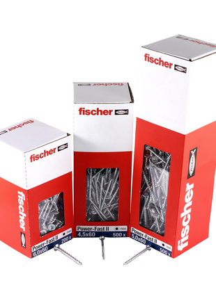 Fischer Power-Fast II FPF II tornillos para aglomerado 4,5x45 mm 200 piezas (670270) cabeza avellanada con rosca parcial Torx, galvanizado, pasivado azul