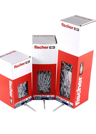 Fischer Power-Fast II FPF II tornillos para aglomerado 4,5x60 mm 200 piezas (670632) cabeza avellanada con rosca parcial Torx, galvanizado, pasivado azul