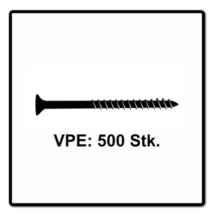 Fischer Power-Fast II FPF II Chipboard Screw 4.5x70mm, Countersunk head, Torx, Partial threaded, Blue zinc plated, 500pcs. (670277)