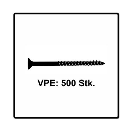 Fischer Power-Fast II FPF II Chipboard screw 5.0x50mm 500 pcs. Countersunk head with Torx drive, partial thread, galvanised, blue passivated (670377)
