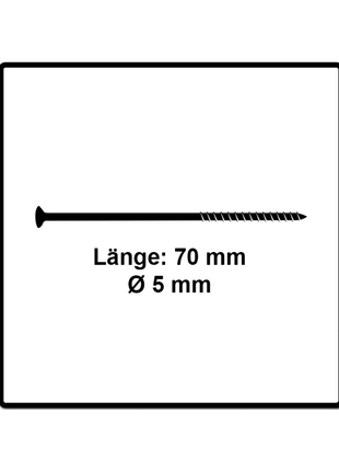 Fischer Vis pour panneaux de particules Power-Fast II FPF II 5.0x70 mm - 200 pièces (670381) tête fraisée + Filetage partiel Torx, galvanisée, passivée bleue