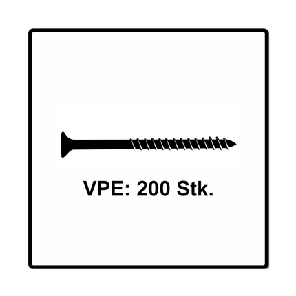 Fischer Power-Fast II FPF II tornillos para aglomerado 5,0x90 mm 200 piezas (670385) cabeza avellanada con rosca parcial Torx, galvanizado, pasivado azul