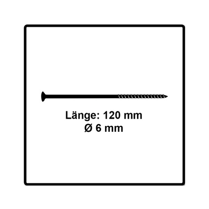 Fischer Power-Fast II FPF II Chipboard screws 6,0x120mm, Countersunk head ,Inner Star Torx, Partial Thread, Zinc plated, Blue passivated - 100pcs. (670690)