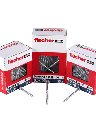 Fischer Power-Fast II FPF II tornillo para aglomerado 6,0x120 mm 100 piezas (670460) cabeza avellanada con rosca parcial Torx, galvanizado, pasivado azul