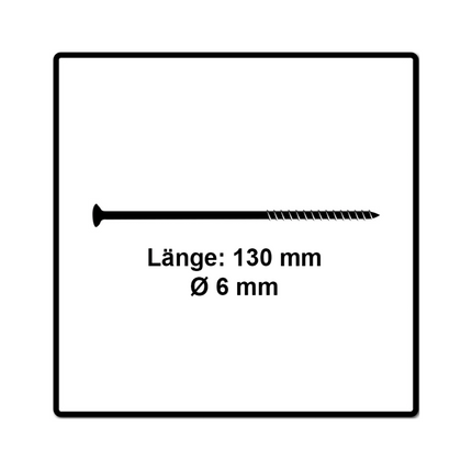 Fischer Power-Fast II FPF II Chipboard screws 6,0x130mm, Countersunk head, Inner Star Torx, Partial Thread, Zinc plated, Blue passivated - 100pcs. (670691)