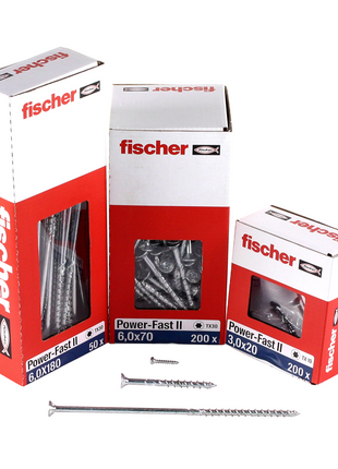 Fischer Power-Fast II FPF II tornillo para aglomerado 6,0x140 mm 100 piezas (670462) cabeza avellanada con rosca parcial Torx, galvanizado, pasivado azul