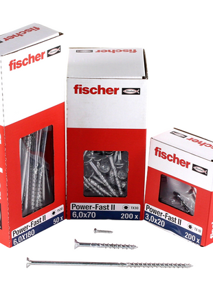 Fischer Power-Fast II FPF II tornillo para aglomerado 6,0x150 mm 50 piezas (670693) cabeza avellanada con rosca parcial Torx, galvanizado, pasivado azul