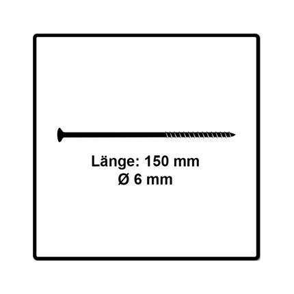 Fischer Power-Fast II FPF II Chipboard screw 6,0x160mm, Countersunk head, Inner Star Torx, Partial Thread, Zinc plated, Blue passivated - 50pcs. (670466)