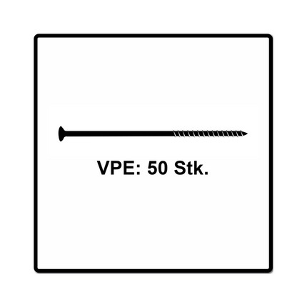 Fischer Power-Fast II FPF II Chipboard screw 6,0x180mm, Countersunk head, Inner Star Torx, Partial Thread, Zinc plated, Blue passivated - 50pcs. (670466)