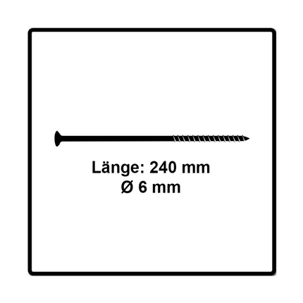 Fischer Power-Fast II FPF II tornillo para aglomerado 6,0x240 mm 25 piezas (670468) cabeza avellanada con rosca parcial Torx, galvanizado, pasivado azul