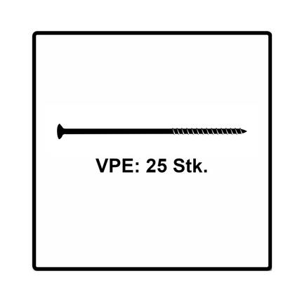 Fischer Power-Fast II FPF II tornillo para aglomerado 6,0x240 mm 25 piezas (670468) cabeza avellanada con rosca parcial Torx, galvanizado, pasivado azul