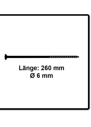 Fischer Power-Fast II FPF II tornillo para aglomerado 6,0x260 mm 25 piezas (670470) cabeza avellanada con rosca parcial Torx, galvanizado, pasivado azul