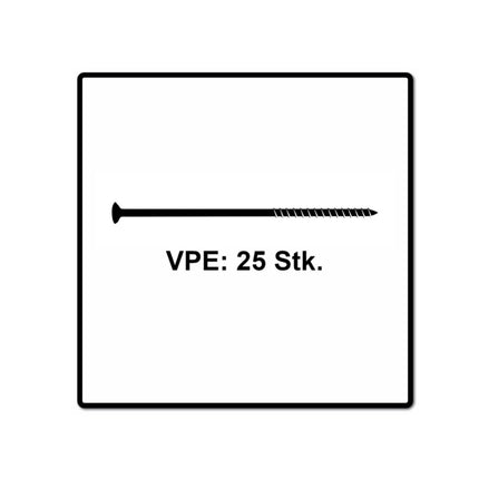 Fischer Power-Fast II FPF II tornillo para aglomerado 6,0x260 mm 25 piezas (670470) cabeza avellanada con rosca parcial Torx, galvanizado, pasivado azul