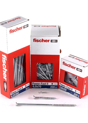 Fischer Power-Fast II FPF II tornillo para aglomerado 6,0x280 mm 50 piezas (670473) cabeza avellanada con rosca parcial Torx, galvanizado, pasivado azul