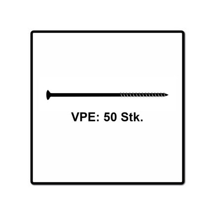 Fischer Power-Fast II FPF II tornillo para aglomerado 6,0x280 mm 50 piezas (670473) cabeza avellanada con rosca parcial Torx, galvanizado, pasivado azul