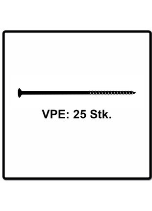 Fischer Power-Fast II FPF II Spanplattenschraube 6,0x300 mm 25 Stück ( 670474 ) Senkkopf mit Torx Teilgewinde galvanisch verzinkt, blau passiviert