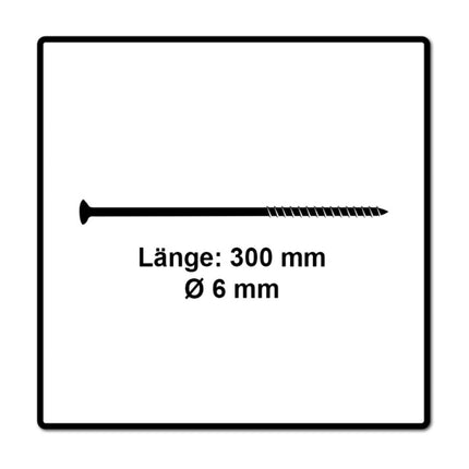 Fischer Power-Fast II FPF II tornillo para aglomerado 6,0x300 mm 50 piezas (670475) cabeza avellanada con rosca parcial Torx, galvanizado, pasivado azul
