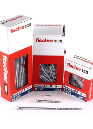 Fischer Power-Fast II FPF II Vis à bois aggloméré 6,0 x 40 mm, 200 pcs. Tête fraisée avec Torx, filetage partiel zingué, bleu passivé (670476)