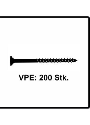 Fischer Power-Fast II FPF II Vis à bois aggloméré 6,0 x 40 mm, 200 pcs. Tête fraisée avec Torx, filetage partiel zingué, bleu passivé (670476)