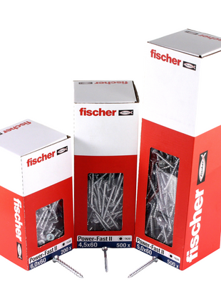 Fischer Power-Fast II FPF II tornillos para aglomerado 6,0x40 mm 500 piezas (670477) cabeza avellanada con rosca parcial Torx, galvanizado, pasivado azul