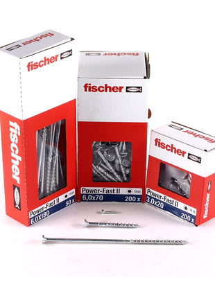 Fischer Power-Fast II FPF II tornillo para aglomerado 6,0x50 mm 100 piezas (670478) cabeza avellanada con rosca parcial Torx, galvanizado, pasivado azul