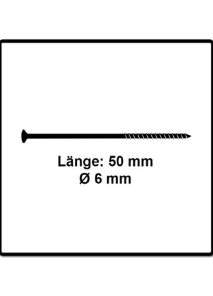 Fischer Vis pour panneaux de particules Power-Fast II FPF II 6.0x50 mm - 400 pièces (670480) tête fraisée + Filetage partiel Torx, galvanisée, passivée bleue