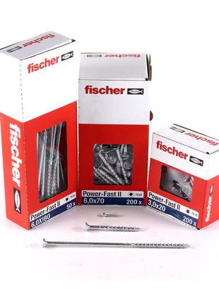 Fischer Power-Fast II FPF II tornillos para aglomerado 6,0x60 mm 100 piezas (670481) cabeza avellanada con rosca parcial Torx, galvanizado, pasivado azul