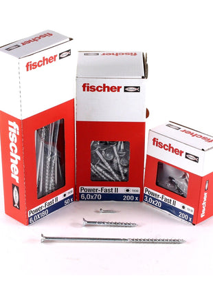 Fischer Power-Fast II FPF II tornillo para aglomerado 6,0x70 mm 100 piezas (670483) cabeza avellanada con rosca parcial Torx, galvanizado, pasivado azul