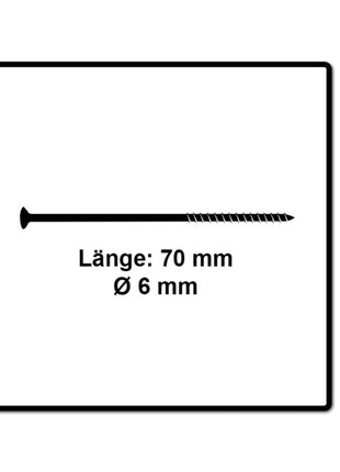 Fischer Vis pour panneaux de particules Power-Fast II FPF II 6.0x70 mm - 200 pièces (670484) tête fraisée + Filetage partiel Torx, galvanisée, passivée bleue