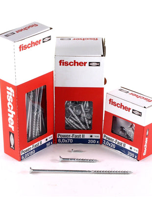 Fischer Power-Fast II FPF II tornillo para aglomerado 6,0x80 mm 100 piezas (670485) cabeza avellanada con rosca parcial Torx, galvanizado, pasivado azul