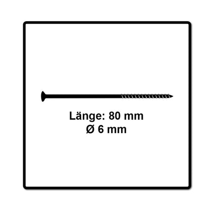 Fischer Vis pour panneaux de particules Power-Fast II FPF II 6.0x80 mm - 200 pièces (670486) tête fraisée + Filetage partiel Torx, galvanisée, passivée bleue