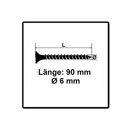Fischer Power-Fast II FPF II tornillos para aglomerado 6,0x90 mm 100 piezas (670487) cabeza avellanada con rosca parcial Torx, galvanizado, pasivado azul