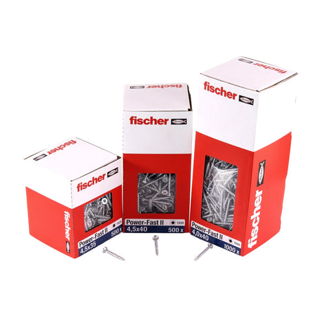 Fischer Power-Fast II FPF II tornillos para aglomerado 3,0x12 mm 200 piezas (670056) Cabeza redonda con rosca completa Torx galvanizado, pasivado azul