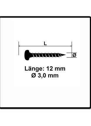 Fischer Power-Fast II FPF II Vis à bois aggloméré 3,0x12mm, Tête ronde, Torx , Filetage complet, Zingué blanc, Passivé bleu, 200pcs. (670056)