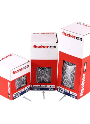 Fischer Power-Fast II FPF II tornillos para aglomerado 3,0x16 mm 200 piezas (670057) Cabeza alomada con rosca parcial Torx galvanizado, pasivado azul