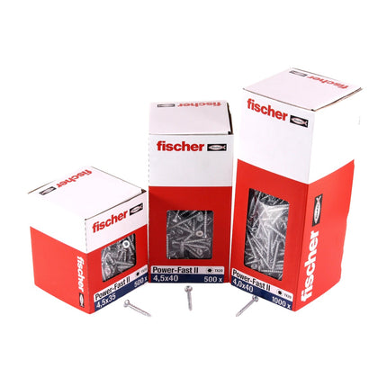 Fischer Power-Fast II FPF II tornillos para aglomerado 3,0x16 mm 200 piezas (670057) Cabeza alomada con rosca parcial Torx galvanizado, pasivado azul