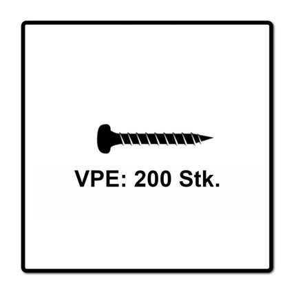 Fischer Power-Fast II FPF II tornillos para aglomerado 3,0x16 mm 200 piezas (670057) Cabeza alomada con rosca parcial Torx galvanizado, pasivado azul