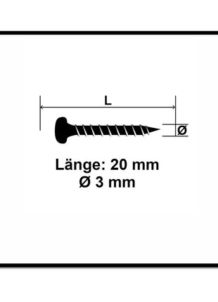 Fischer Power-Fast II FPF II Vis à bois aggloméré 3,0x20mm,Tête ronde, Torx , Filetage total, Zingué blanc, Passivé bleu, 200pcs. (670058)