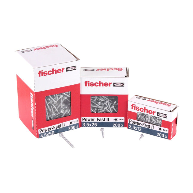 Fischer Power-Fast II FPF II Chipboard Screw 3,0x25mm, Pan head, Torx, Partial thread, Blue zinc plated, 200pcs. (670059)