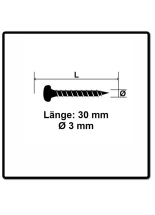 Fischer Power-Fast II FPF II tornillo para aglomerado 3,0x30 mm 200 piezas (670060) Cabeza plana con rosca completa Torx galvanizado, pasivado azul