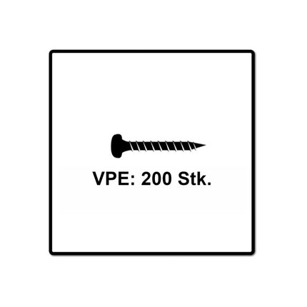 Fischer Power-Fast II FPF II Viti per legno 3,0x30 mm, 200 pz. ( 670060 ) Testa tonda, Torx, filettatura completa, zincate, passivato blu