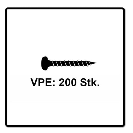 Fischer Power-Fast II FPF II tornillo para aglomerado 3,5x12 mm 200 piezas (670097) Cabeza plana con rosca completa Torx galvanizado, pasivado azul